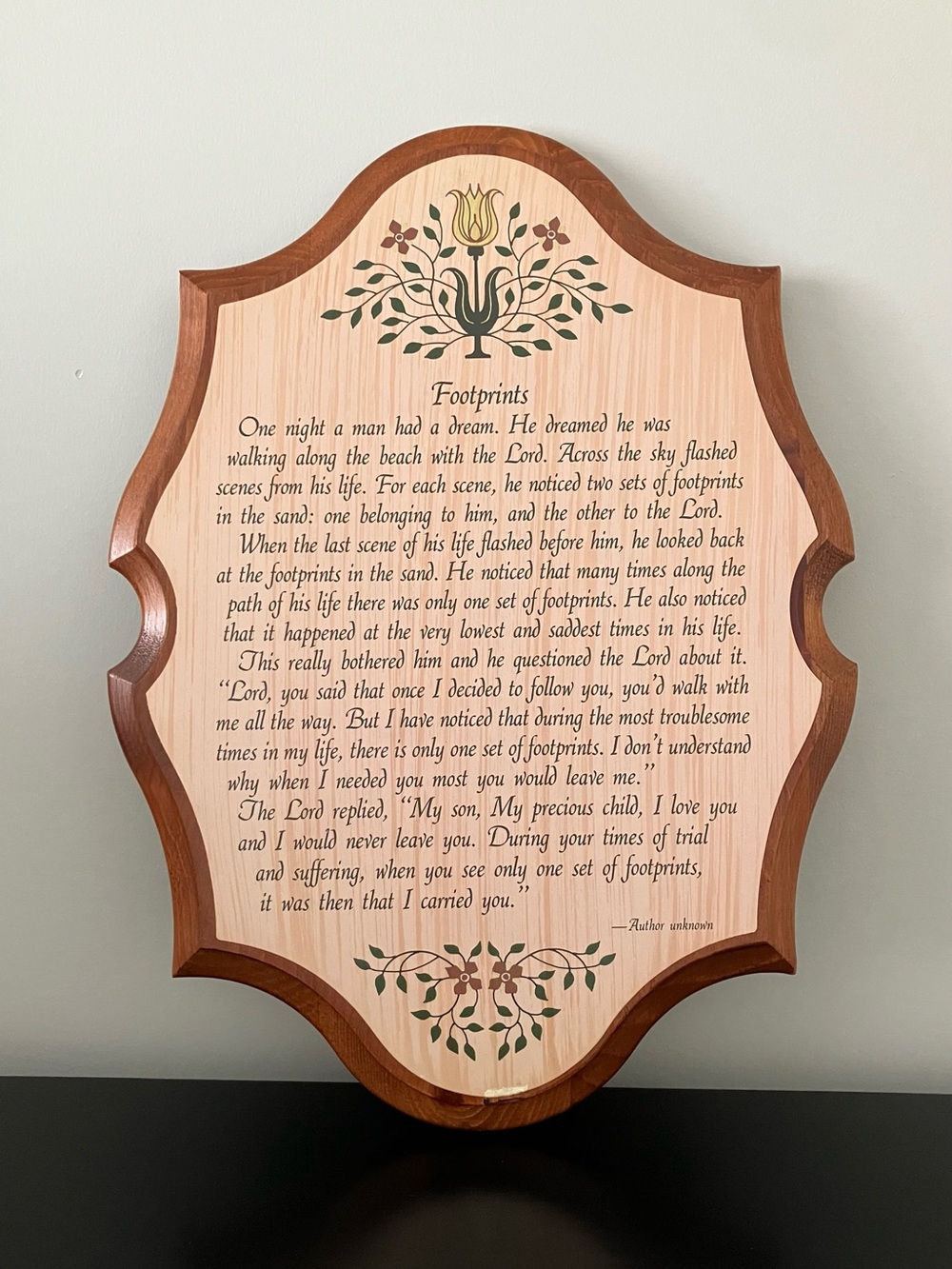 Vintage Footprints Poem Wooden Plaque - Wall Art